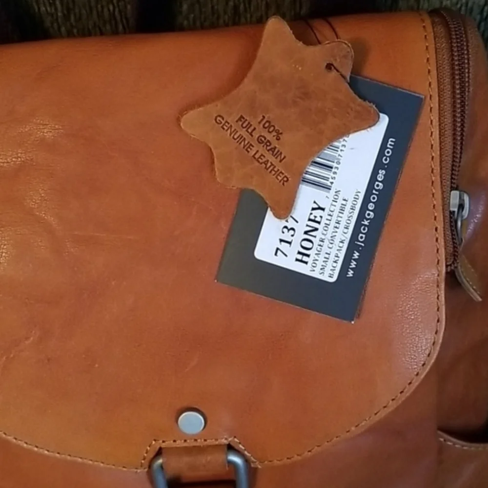 Jack Georges convertable backpack,buffalo leather, Honey